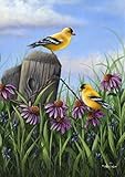 Goldfinch Gathering Spring Garden Flag