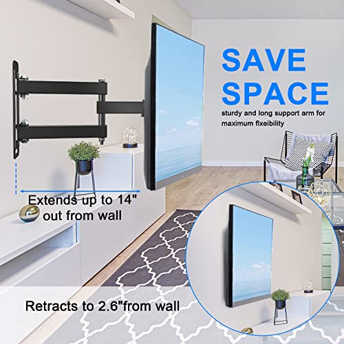 FOZIMOA Full Motion TV Wall Mount with Articulating Arms Swivels Tilt