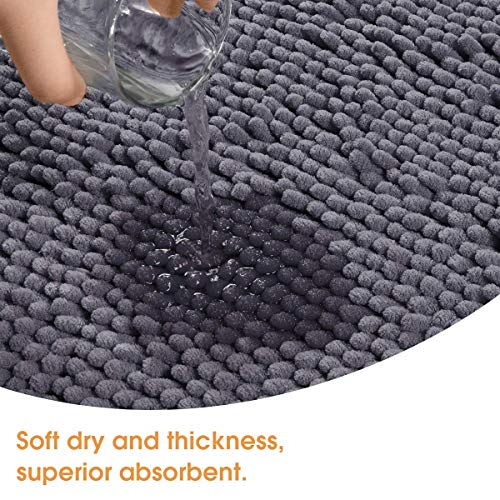 BYSURE Dark Grey Bathroom Rug Set 3 Piece Non Slip Extra Absorbent
