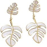 Enamel Palm Leaf Plant Earrings for Women Monstera Leaf Drop Dangle Women Tropical Jewelry Ideal Birthday