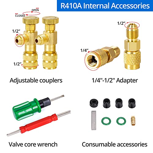 INCLAKE Manifold Gauge Set, Home AC Gauge Set for R410A, R22, R32