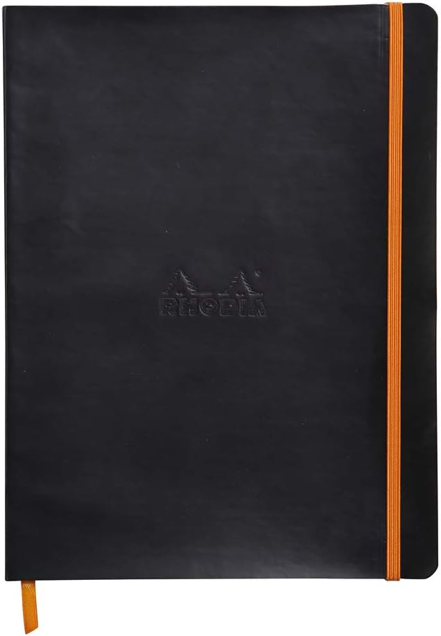 Rhodia Rhodiarama SoftCover Notebook - 80 Dots Sheets - 9 3/4 x 7 1/2 - Black Cover
