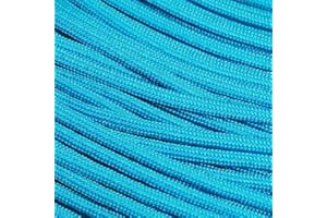 The Paracord Store | Type III 550 Paracord - 50 FT Hank, Neon Turquoise | Heavy Duty 7 Strand Tactical Paracord - USA Made Nylon Outdoor Parachute Cord for Camping, Fishing & More - Survival Cord