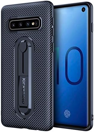 Case Compatible with Samsung Galaxy S10 S10 Plus Phone Case Carbon Fiber TPU Silicone Bumper Rugged Kickstand Shockproof Protective Cover for Samsung Galaxy S10 Blue (Blue, Samsung Galaxy S10 Plus)