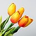 StillCool Artificial Flowers Tulip 12pc/Set Pu Stunning Holland Mini Tulip Real Touch Wedding Flower Artificial Flowers Latex Plants for Party Home Hotel Event Decoration (Orange)