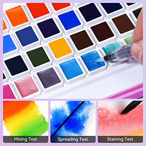 MeiLiang Watercolor Paint Set, 48 Vivid Colors Includes12 Metallic
