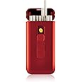 Cigarette Case with Lighter Cigarettes Box Portable 20pcs 100s Slim Cigarettes USB Lighters 2 in 1 Rechargeable Flameless Windproof Electric Lighter (Red)