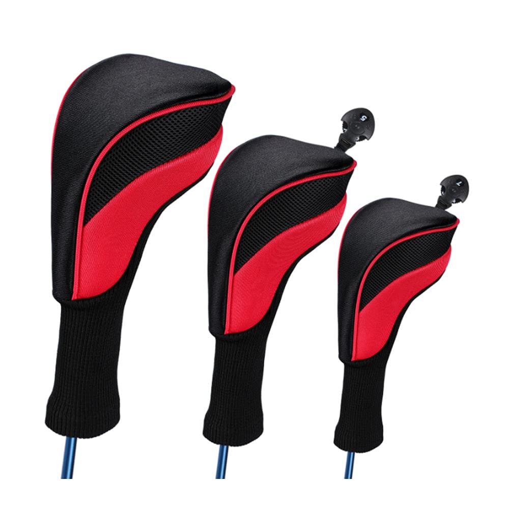 Namvo 3Pcs/Set Golf Driver Wood Head Club Covers Equipment Pole Protective Sleeve Professinal Golf Putter Head Protectors Red