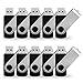 JUANWE 32GB 10 Pack USB Flash Drive Bulk USB 2.0 Thumb Drive Jump Drive Fold Storage Swivel Memory Stick with Key Ring Design Portable Pen Drive, Black