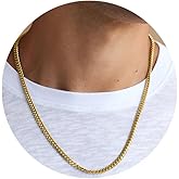 Avotto 3/5mm 14K Gold/Silver Plated Valentines Cuban Chain for Men Boys, Stainless Steel Cuban Link Chain for Men Boys Sturdy Non-Fading Necklace Jewelry Gifts 14/16/18/20/22/24Inch