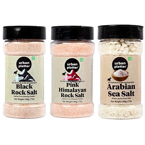 Buy Urban Platter Assorted Salt Combo Pack, Shaker Jar, 200g / 7oz [Pink Salt, Black Rock Salt