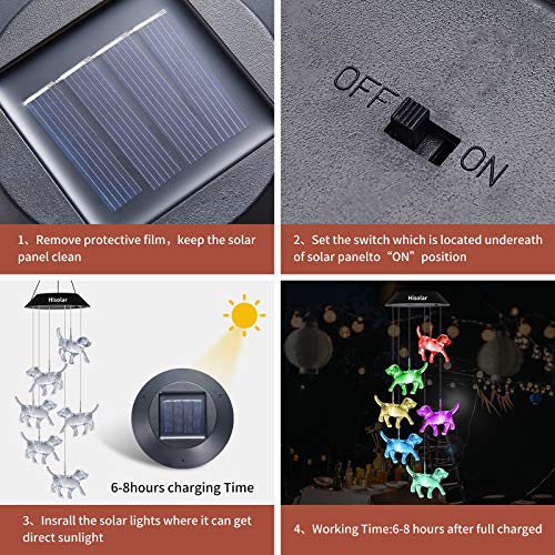 HiSolar Crystal Dog Solar Wind Chimes Outdoor Color Changing Solar