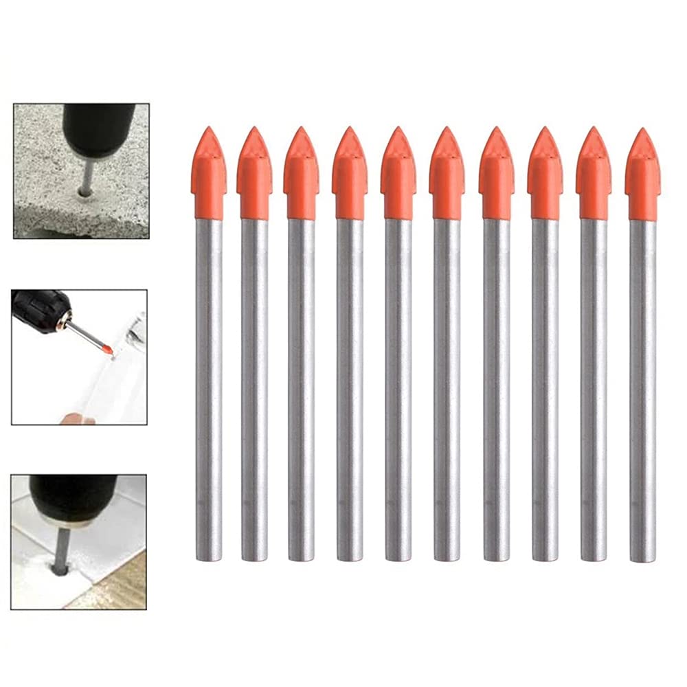 BDHI 10pcs 8mm Glass Drill Bit Spear Drill Bit Set for Glass Tiles Ceramics Mirrors Porcelain and Marble(D04-10)