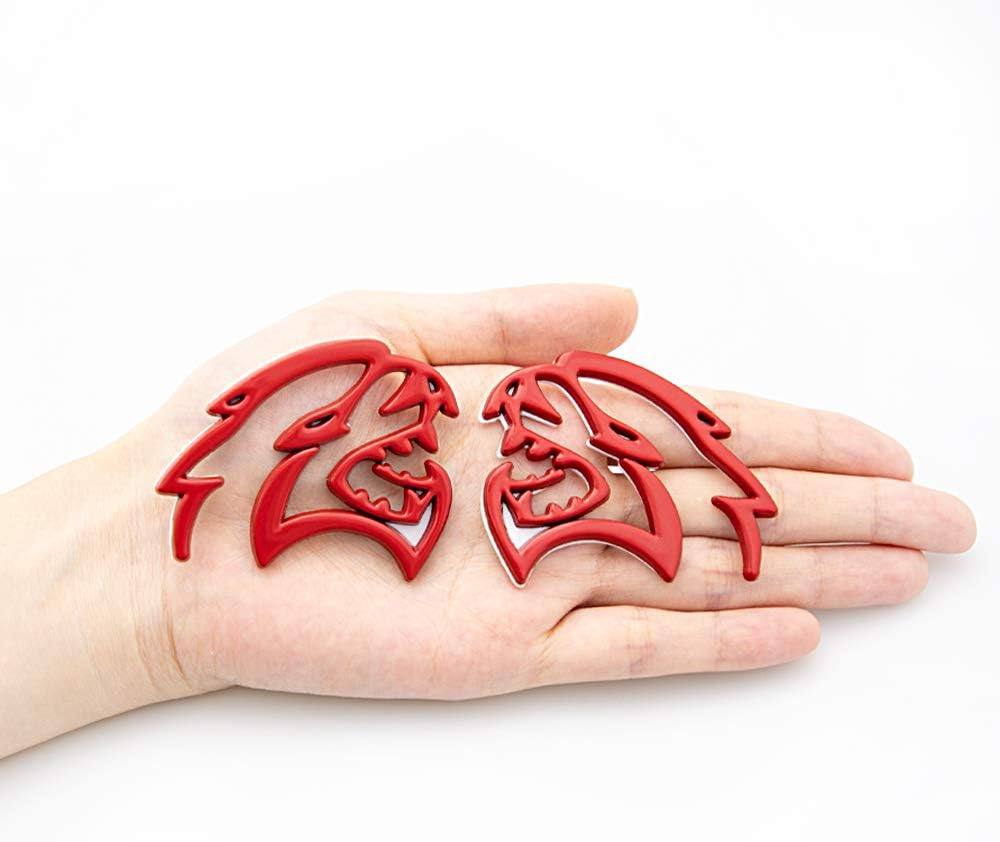 CARRUN 2pcs 3D Car Emblem For Hollow"HELLCAT" Side Door Back Fender Graphics Emblem badge compatible For Challenger Charger 300C (Red)