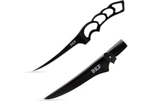BKF Pro Fillet Knife and Bait Knife 5" Stainless-Steel Blade for Filleting and Boning with Sheepskin Protective Sheath, Fishing Gear and Equipment, Fishing Sccessories, Fishing Gifts for Men