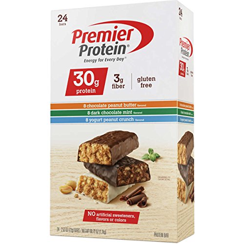 Premier Protein Bar Variety Pack – Chocolate Peanut Butter, Yogurt Peanut Crunch, Dark Chocolate Mint – 2.53-oz Each (Pack of 24)