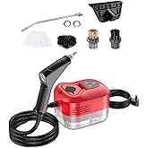 Saker handheld steam cleaner,36oz Large Capacity 2500W Steam Cleaner with 6-Level Adjustment, 10s Quick Heat for Kitchen, Bathroom, Car (Red-Dual Control (Upgraded Touch Control))
