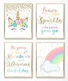 Brooke & Vine Unicorn Rainbow Girls Room Wall Decor Art Prints - (UNFRAMED 8 x 10) - Tween Posters for Home, Bedroom, Dorm, Office, Cubicle, Desk (Unicorn Rainbow)