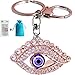 Bolbove Shiny Evil Eye Keychain Sparkling Keyring Crystal Rhinestones Purse Pendant Handbag Charm (Clear)