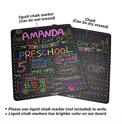 Personalized First Day and Last Day of School Sign 13" x 16" Large Chalkboard Style Photo Prop Back to School Supplies - 2 Pcs