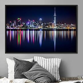 signwin Framed Canvas Wall Art City Illuminations Aerial...
