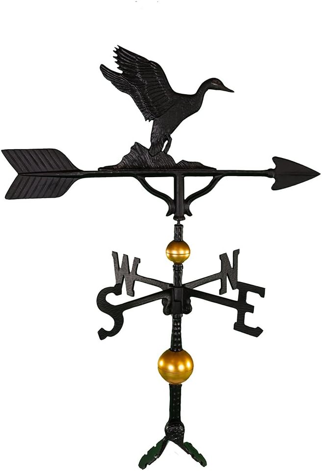 Weathervanes - Montague Metal Products 32-Inch Deluxe Weathervane with Satin Black Duck Ornament