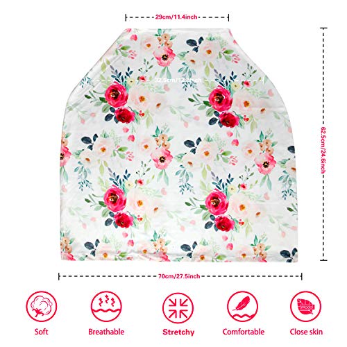 Nursing Cover Breastfeeding Scarf, Car Seat Covers for Babies Infant Carseat Canopy, Stretchy Soft Breathable Multi-Use Cover Ups for Stroller High Chair Shopping Cart, Baby Shower Gift for Boys Girls