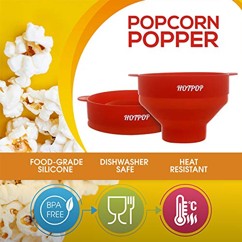 The Original Hotpop Microwave Popcorn Popper, Silicone Popcorn Maker
