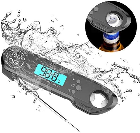Digital Instant Read Meat Thermometer，Waterproof Meat Thermometer BBQ Thermometer with Calibration and Backlight LCD Function Cooking Thermometer for Food， Candy, Milk, Tea, BBQ Grill Smokers (Black)