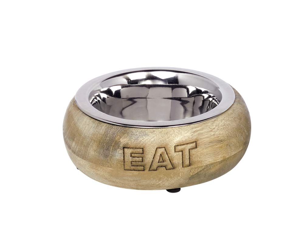 Nobby EAT Stainless Steel Bowl with Wooden Ring 0.37 Litres 15.3 cm