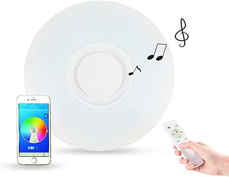 Led Ceiling Light Dimmable Color Changing 24w Starlight with Remote Bluetooth Speaker Music Ceiling Lamp Acrylic Rounded [Energy Class A]