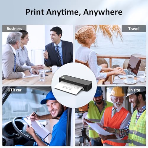 Gloryang Inkless Portable Printer for Travel, Wireless Thermal Printer Supports 8.5 x 11 Inch Thermal Paper, Bluetooth Machine Includes Carry Case and 3 Rolls of Paper Kit, Black
