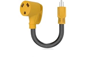 ANSCHE 30 Amp to 110 Volt RV Adapter, 15 Amp to 30 Amp RV Adapter NEMA N5-15P Male to TT-30R Female Outlet, 1.2 Ft RV Electrical Adapter Extension Cord for RV Trailer Camper