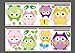 Colorful Many Expressions Owls on a Branch Wall Mural Decals Baby Boys and Girls Nursery Kids Room Stickers Home Decor
