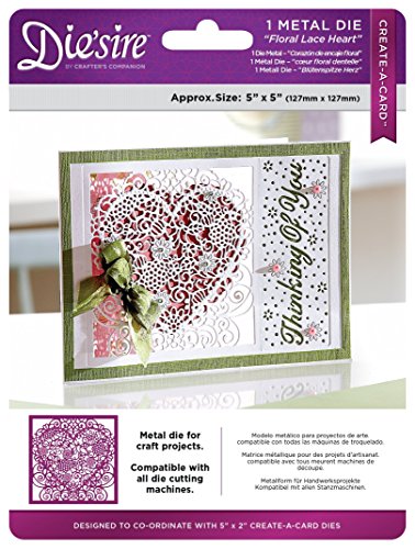 Die'sire Die's ire Create-A-Card Die, Floral Lace Heart