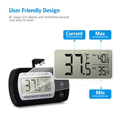 AMIR Digital Refrigerator Thermometer, Mini Freezer Thermometer