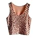 Women Sequins Sleeveless Crop Tops T-shirt Round Neck Tank Vest Tee Cami CaF8