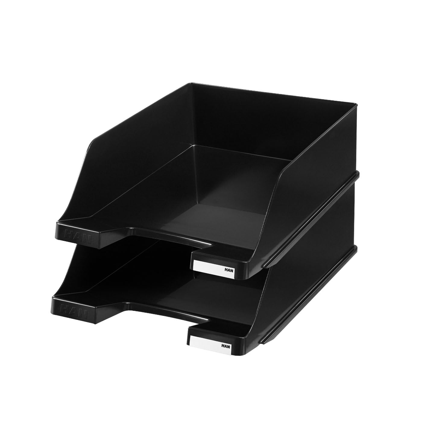 HAN 1047-13, KLASSIK letter tray XXL. Extra high design, modern, stylish and glossy, pack of 2, black