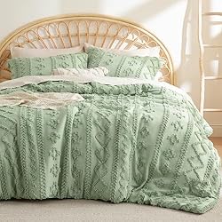 Bedsure Tufted Boho Comforter Set King - Sage Green