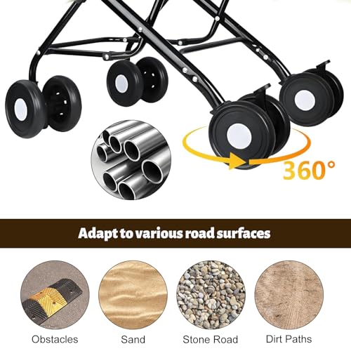 Beauenty Double Pet Stroller for Dogs and Cats, Lightweight Folding Pet Dog Stroller for Small Medium Dogs Cats, 2 Detachable Carrier Bags, 4 Lockable Wheels & Safety Belts, Brown