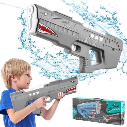 Water Gun for Kids Adults, Squirt Water Blaster Guns, Electric Water Pistol, Swimming Pool Beach Summer Water Fight Toy for Boys Girls, 550CC (Gray)