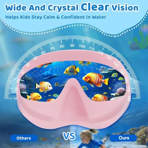 ORCHID M® 2 Pack Kids Swim Goggles with Nose Cover, Wide View Anti-Fog UV Protection Swimming Mask for Boys Girls Ages 3-14