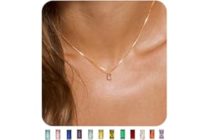 FUNEIA Diamond Necklaces for Women 14K Gold Plated Emerald Birthstone Necklace for Women Mothers Dainty Gold Necklace Blue Green Cubic Zirconia Pendant Necklace Birthday Gifts for Women Jewelry