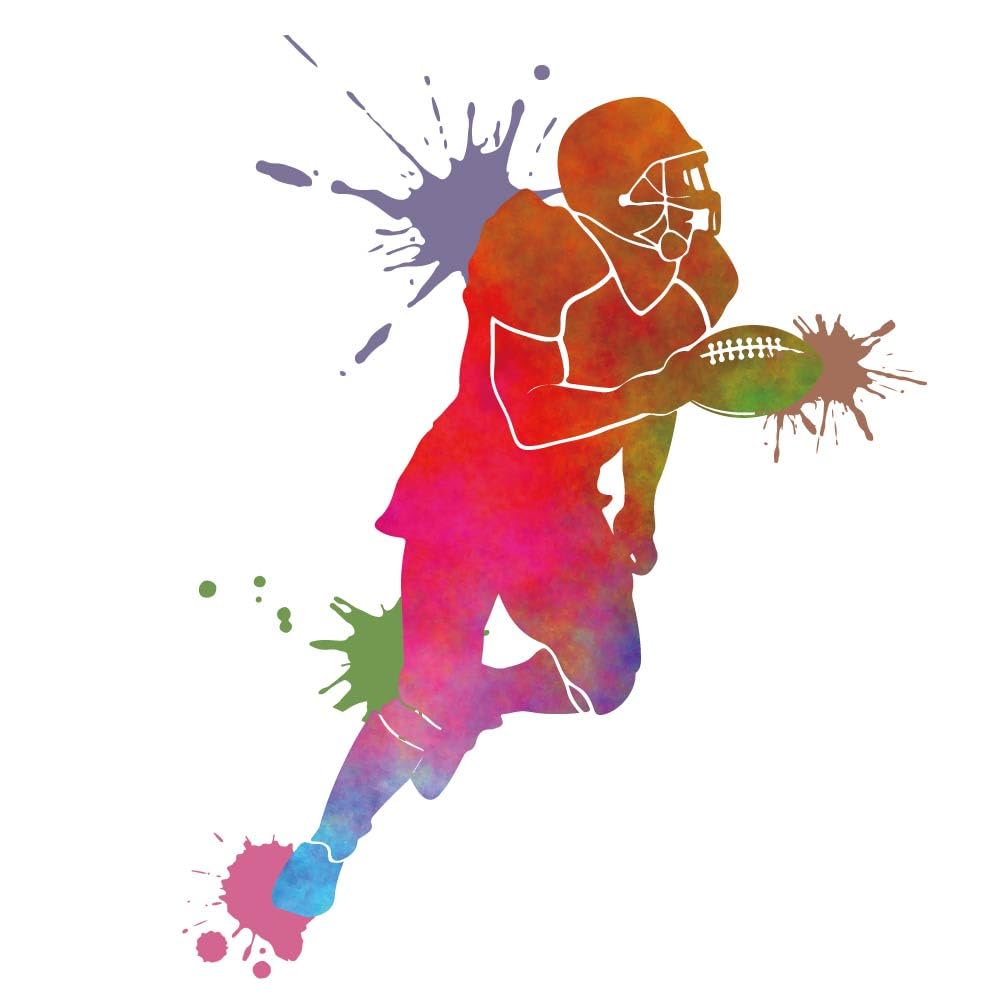 SUPERDANT Rugby Player Wall Stickers Sports Figure Gradient Color Wall Decal Minimalist Peel and Sticke for Sports Room Training Field Rugby Field Wall Decoration