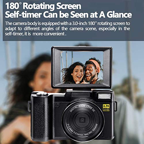 Digital Camera Vlogging Camera with Flip Screen for YouTube 24MP 2.7K Ultra HD 3.0 Inch with