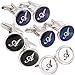 H&H HJ Men's 2PCS Rhodium Plated Cufflinks Silver Initial Letter Shirt Wedding Business 1 Pair Set 4 Color A-Z