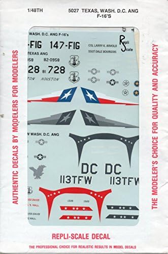 Repli Scale Decal 1:48 Texas Washington. D.C. ANG F-16's #48-5027