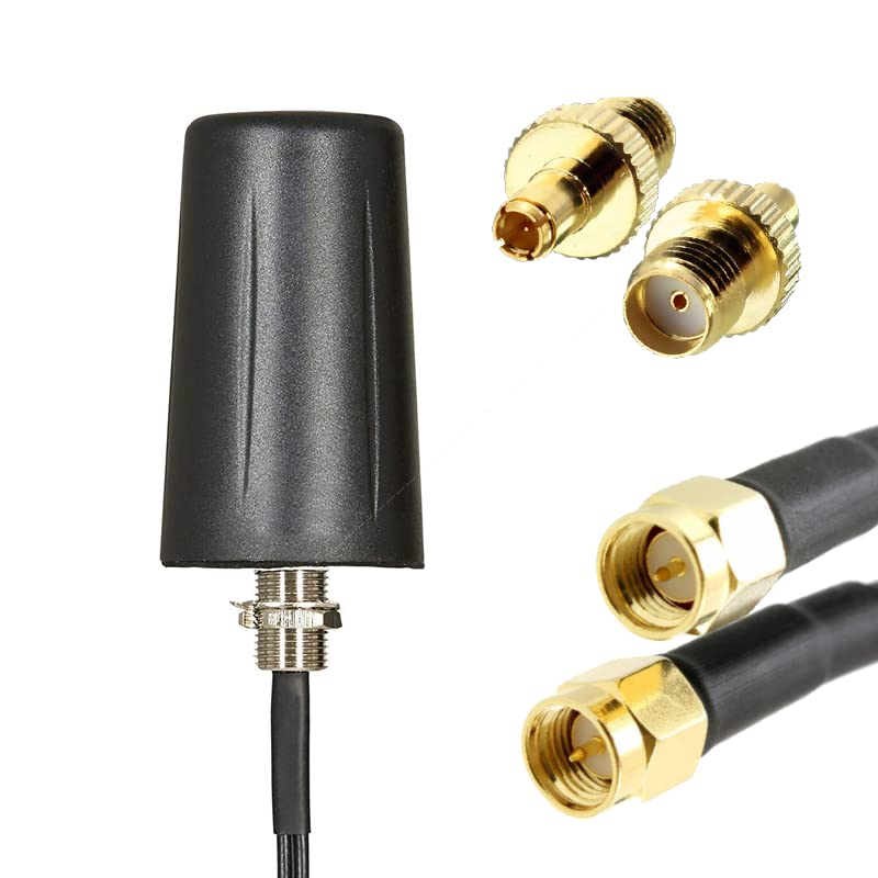 Dual Input 4G/5G Rugged Antenna with 3 Meter LMR100 Cables & SMA Male Connectors. Indoor or Outdoor 2x2 Heavy Duty LTE Aerial. O2 Vodafone EE Three (Antenna & TS9 Adapters)
