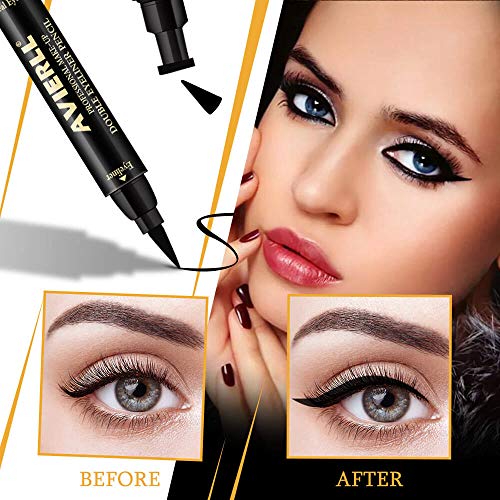 Winged Eyeliner Stamp Makeup Liquid Eye Liner Pen Cat Eye Eyeshadow Vamp Style Long Lasting Waterproof Smudge-proof Wingliner Pens 2 Packs Black - Thumbnail 3