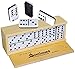 Games Dominoes Double 6, Tournament Size, Two Toned with Spinner (Center) Rivets, in Wooden case
